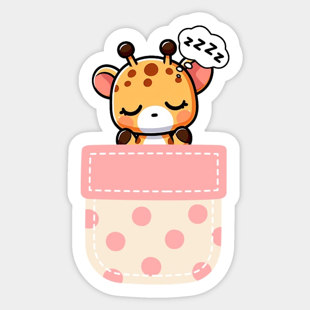 Sleepy Giraffe in Polka Dot Pocket Sticker by Pink & Pretty